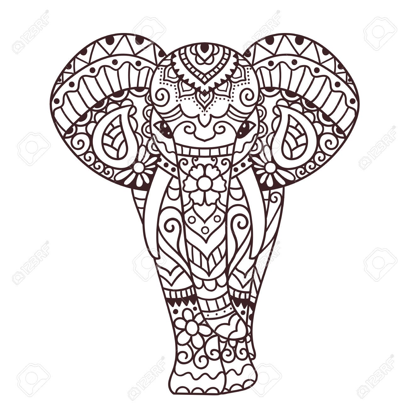 1300x1300 Dekorative Elefant Illustration Indian Thema Mit Ornamenten