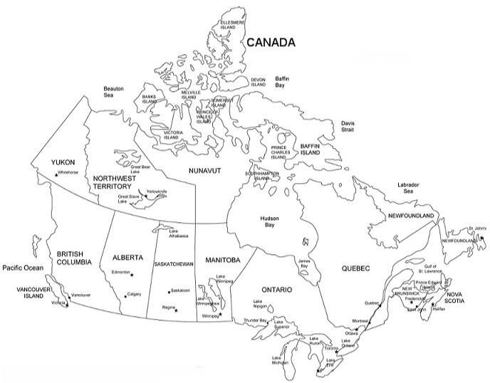 688x538 Map Of Canada Coloring Page Coloring Book