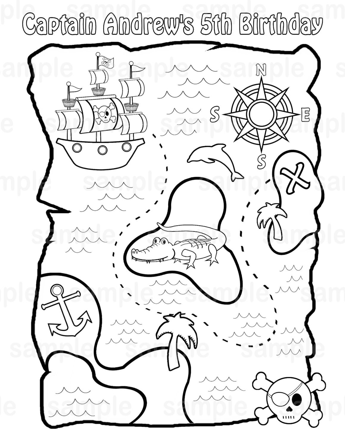 1159x1500 Printable Pirate Treasure Map For Kids Adult Coloring Pages Within