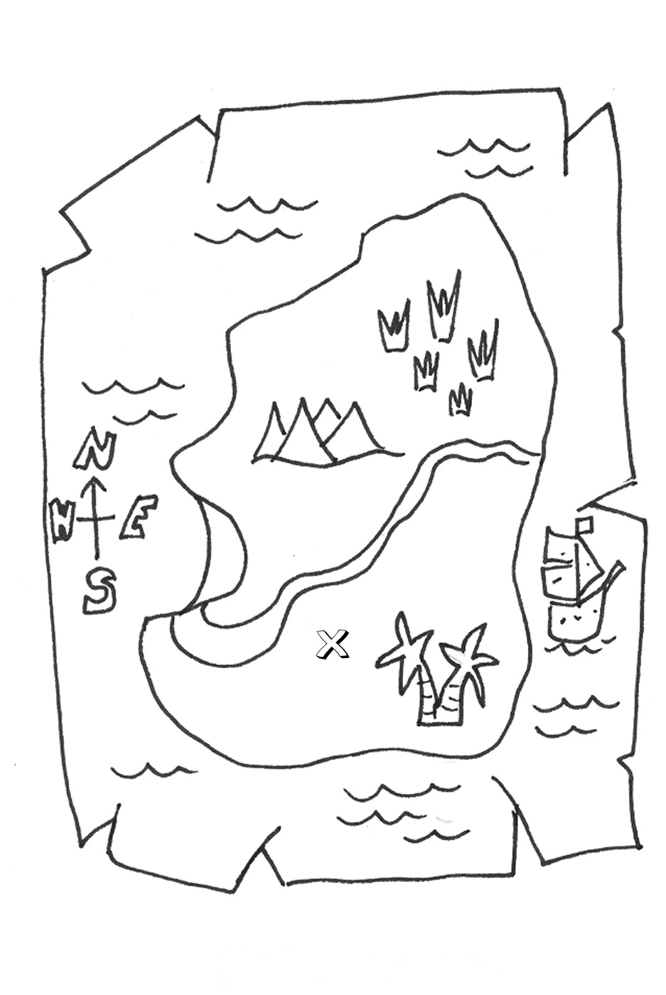 937x1400 Treasure Map Coloring Page