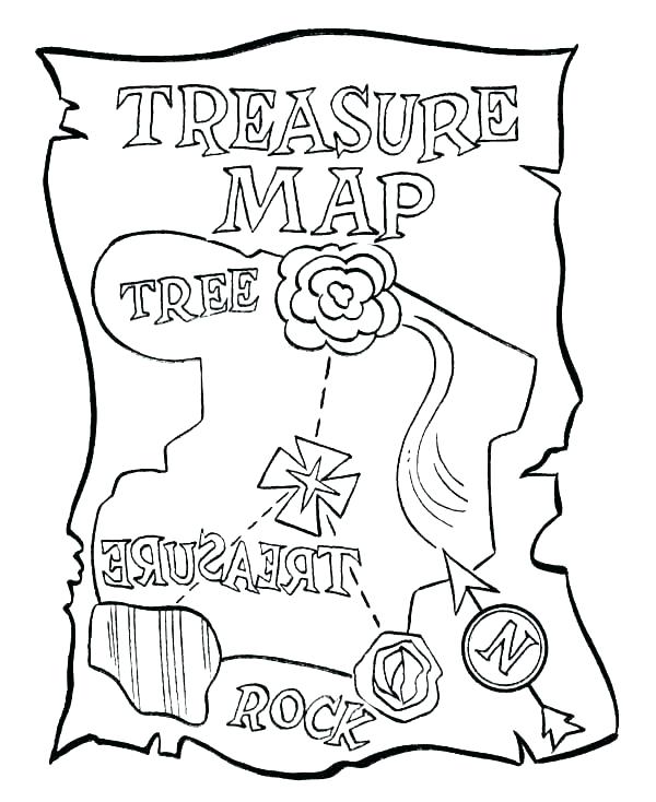 600x734 Kids Pirate Maps Treasure Map Coloring Pages Pirate Map Coloring