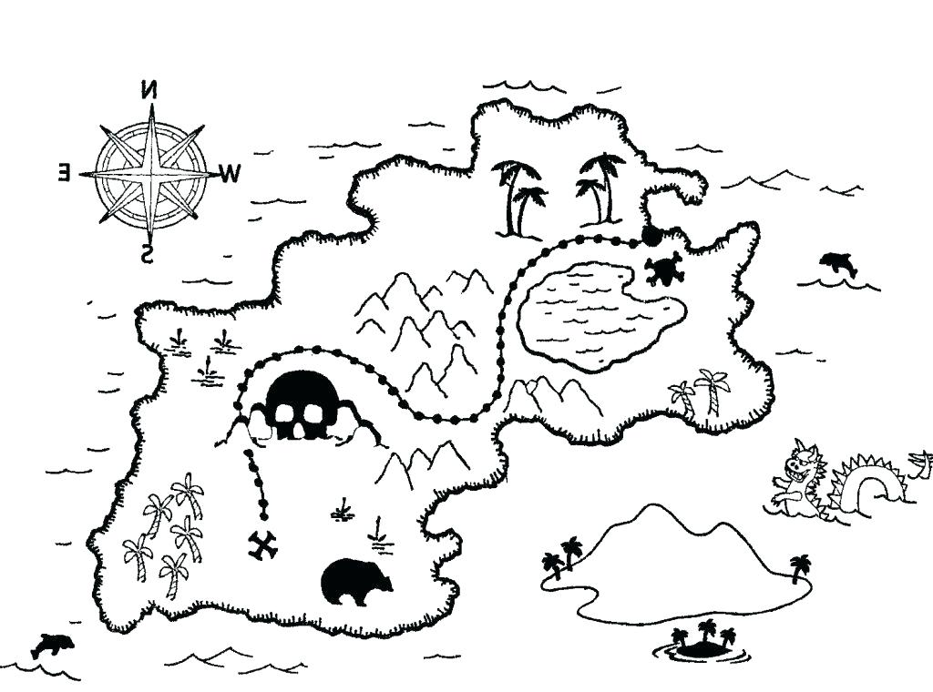 1024x760 Treasure Map Coloring Pages Pirate Map Coloring Pages Printable