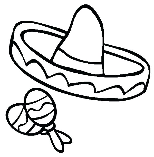 600x612 Maracas Coloring Pages Mayo Sombrero And Maracas For Mayo Coloring