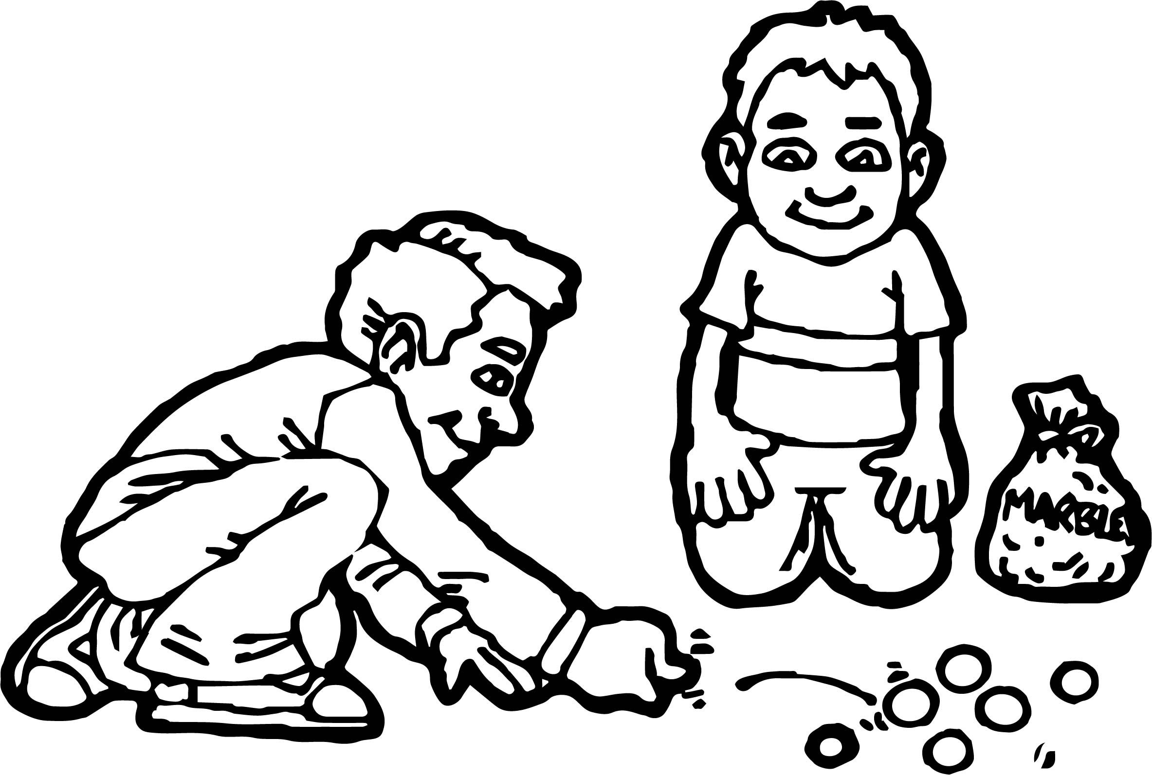 2367x1594 Two Kids Playing Marbles Coloring Page Wecoloringpage Inside