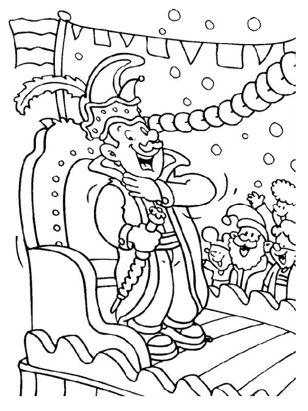 600x800 The King Character On Mardi Gras Parade Coloring Page