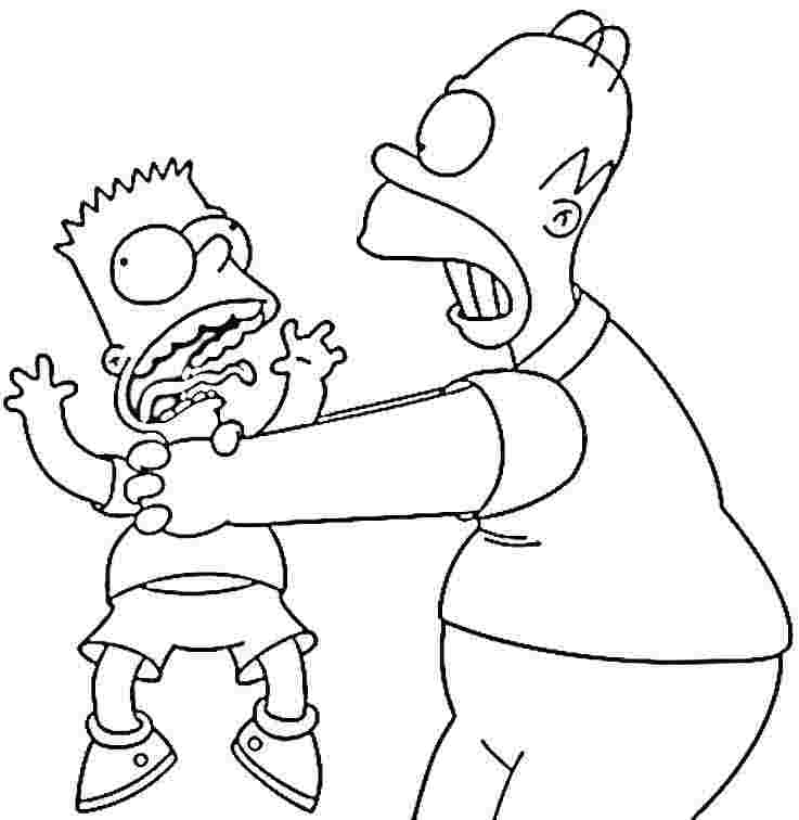 737x756 Homer And Bart Simpson Coloring Pages