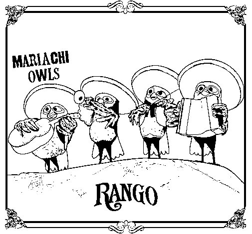 505x470 Mariachi Owls Coloring Page