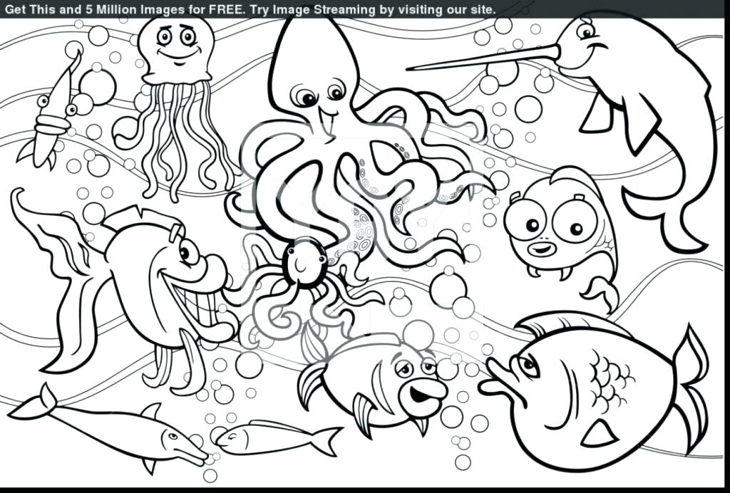1024x692 Sea Life Coloring Pages Superb Animals With Under The And Marine