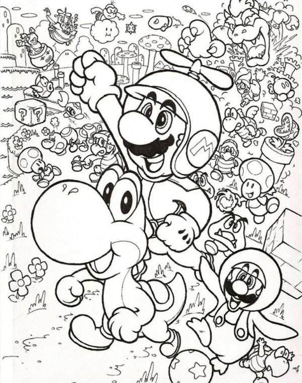 600x760 Mario And Luigi Fly With Little Dragon In Mario Brothers Coloring
