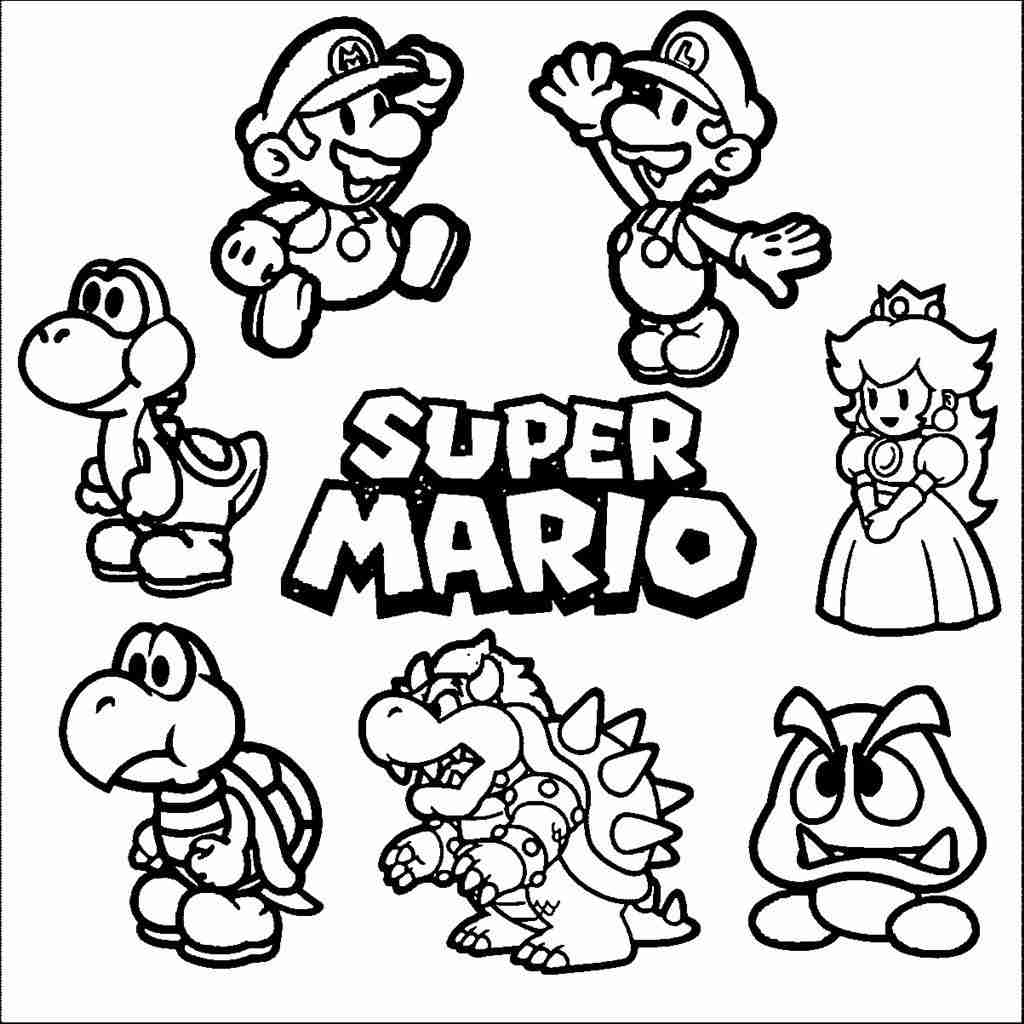 1024x1024 Mario Characters Coloring Pages High Definition Lively