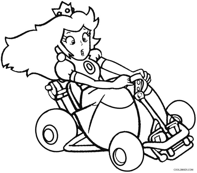 816x718 Princess Peach Mario Kart Coloring Page