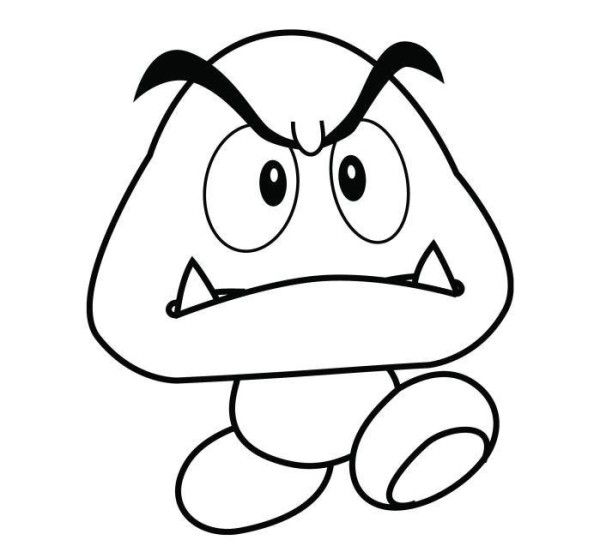 600x546 Mario Coloring Pages Goomba Mushroom Kindness Rocks