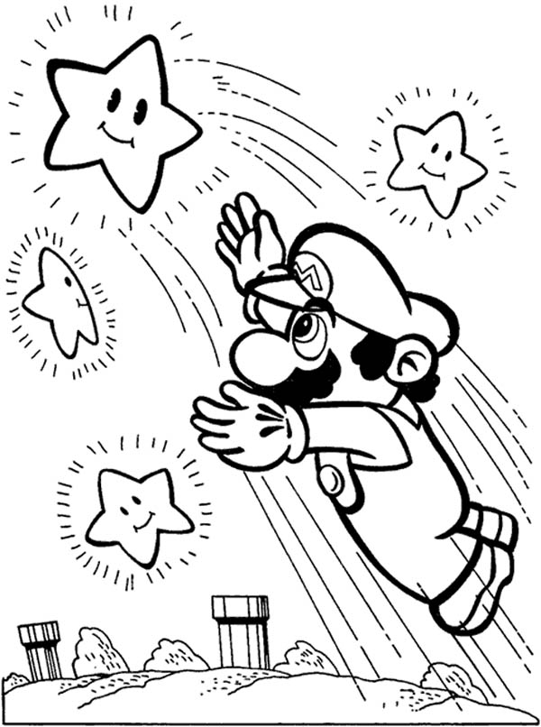 600x806 Super Mario Brothers Reach The Stars Coloring Page Color Luna