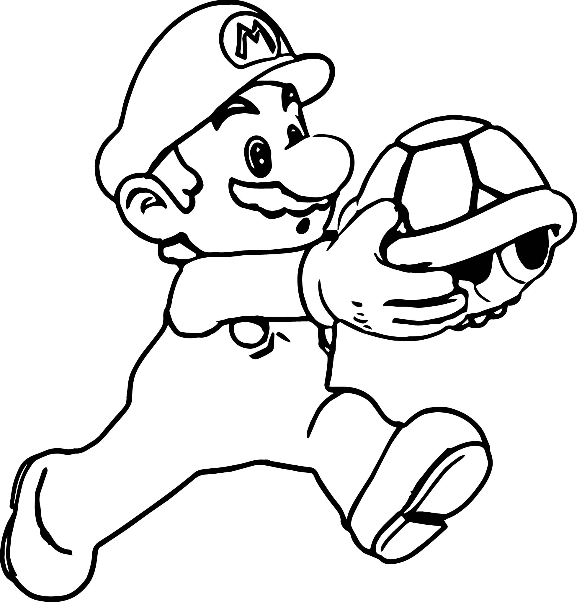 1955x2040 Super Mario Running And Holding Turtle Coloring Page Wecoloringpage