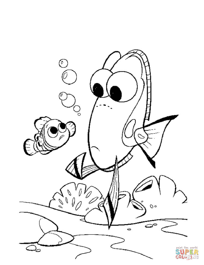850x1100 Finding Nemo Coloring Pages Free Throughout Dory