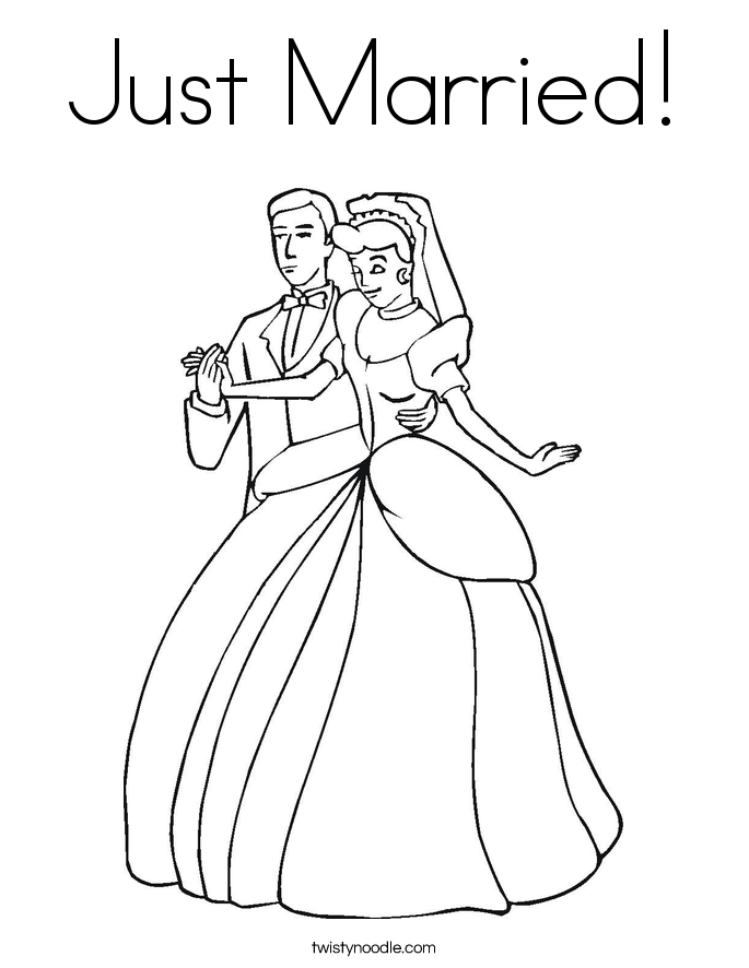 685x886 Just Married Coloring Page