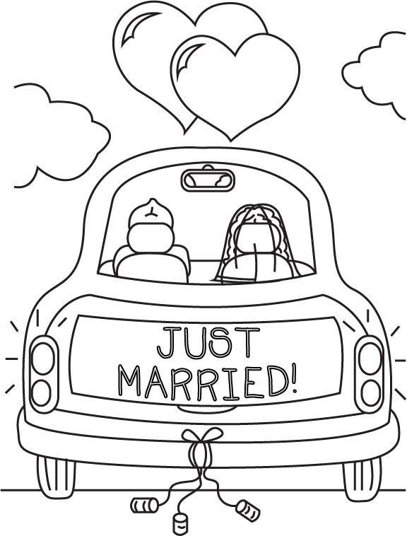 576x758 Just Married Coloring Pages