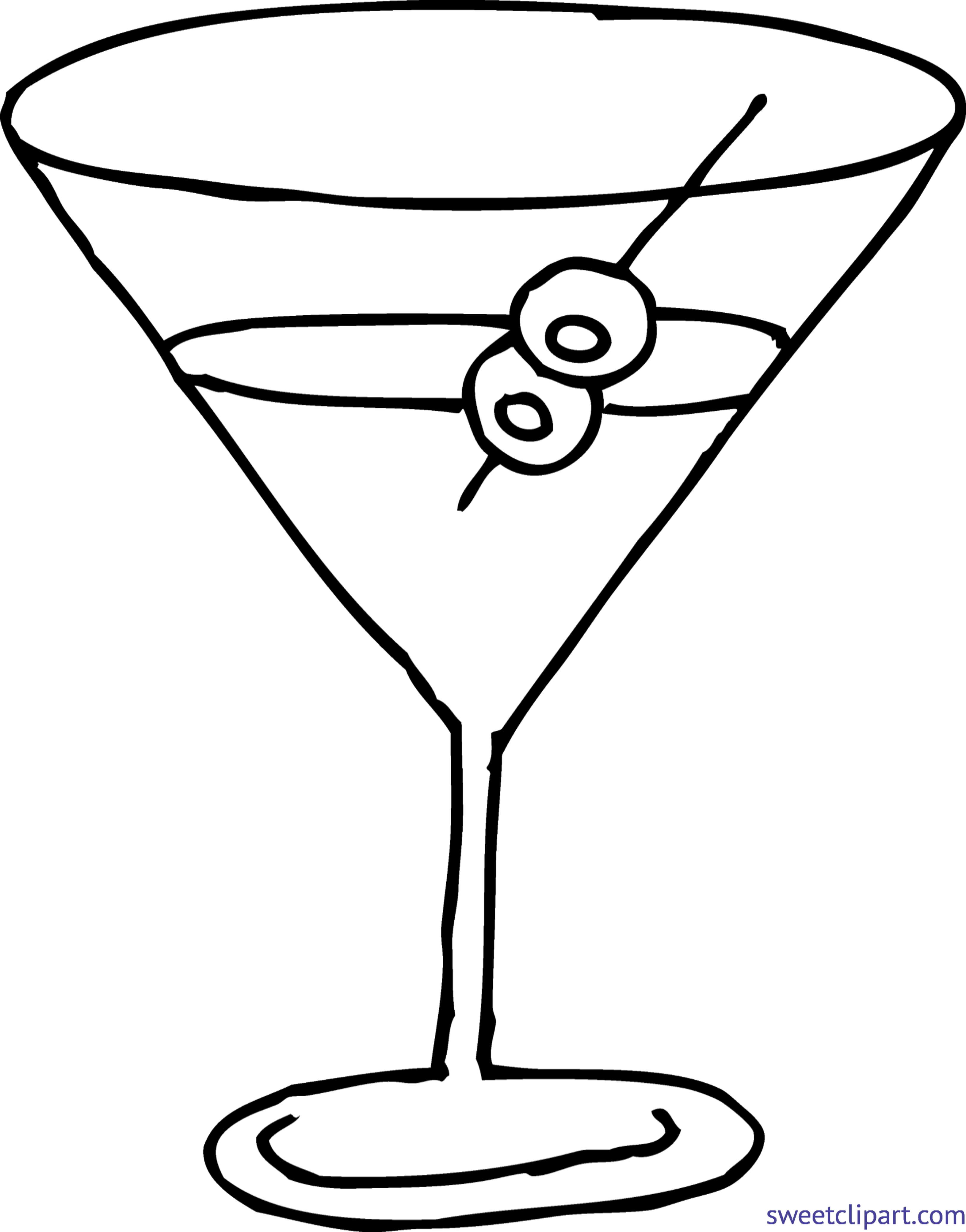 3253x4149 Martini Glass Coloring Page Clip Art