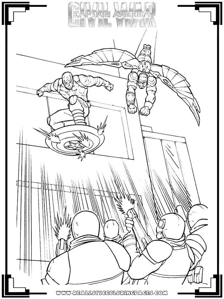 768x1024 Marvel Captain America War Coloring Page