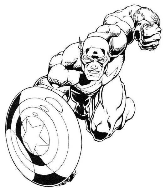 530x611 Captain America Marvel Superheroes Coloring Pages