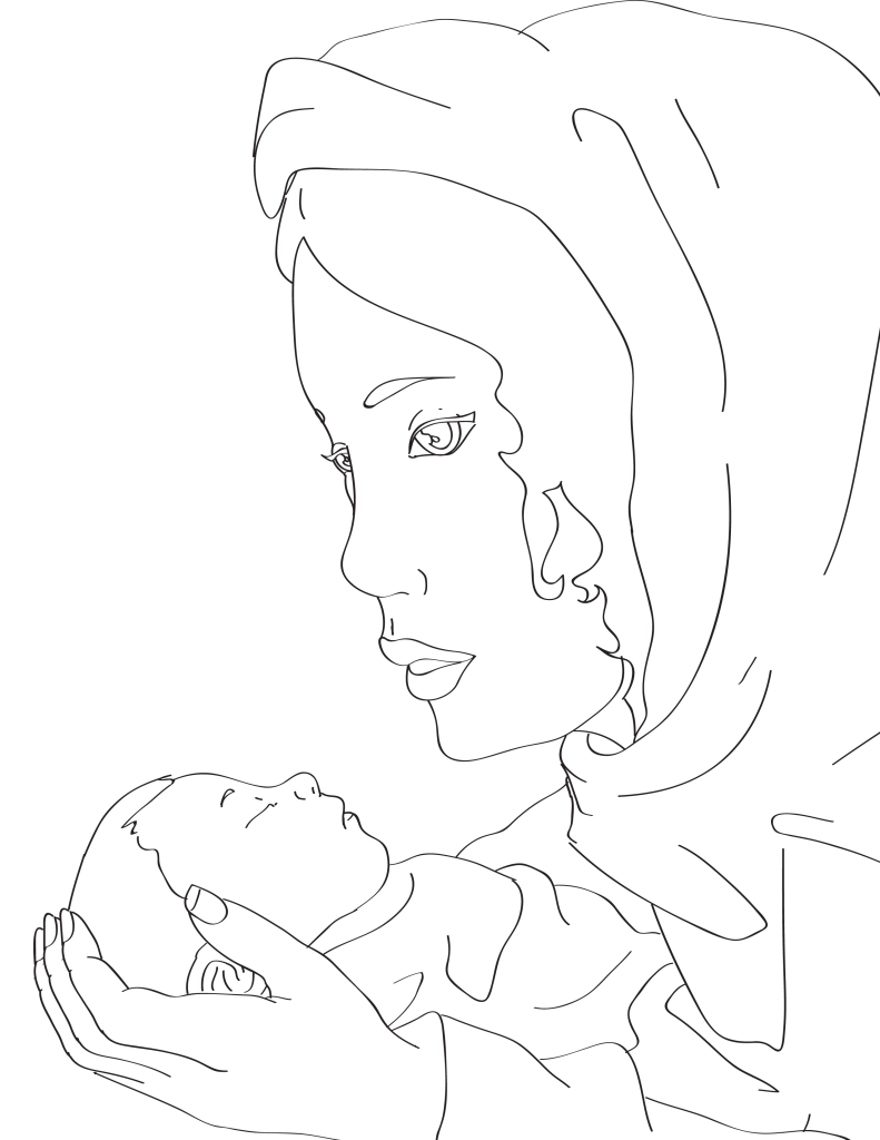 791x1024 Mary And Baby Jesus Coloring Page Miniature Masterminds