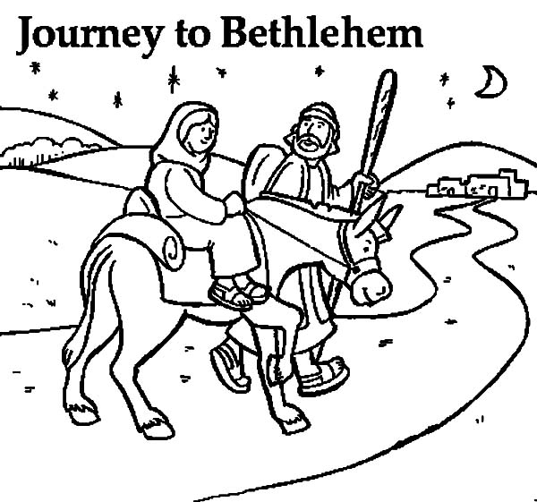 600x561 Mary And The Donkey And Joseph Journey To Bethlehem Coloring Pages
