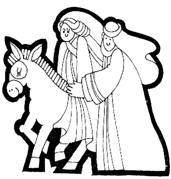 600x629 Mary And The Donkey Coloring Pages For Kids Best Place To Color