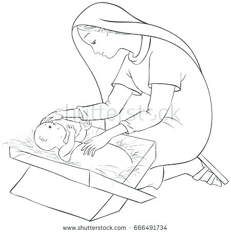 450x456 Mary And Martha Coloring Page Coloring Pages Mother Child Manger