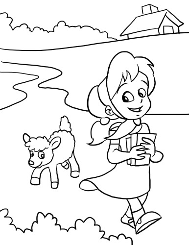 386x500 Mary Had A Little Lamb Coloring Page
