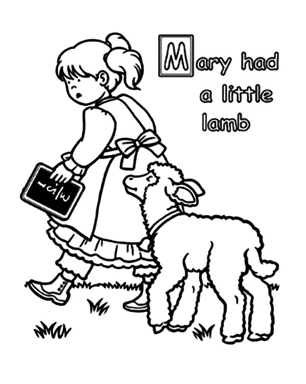 600x753 Mary Had A Little Lamb Coloring Pages For Kids Color Luna