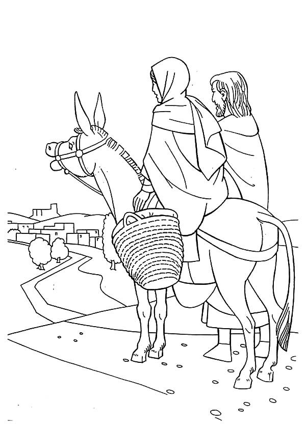 600x836 Cartoon Mary Joseph And The Donkey Lds Coloring Page