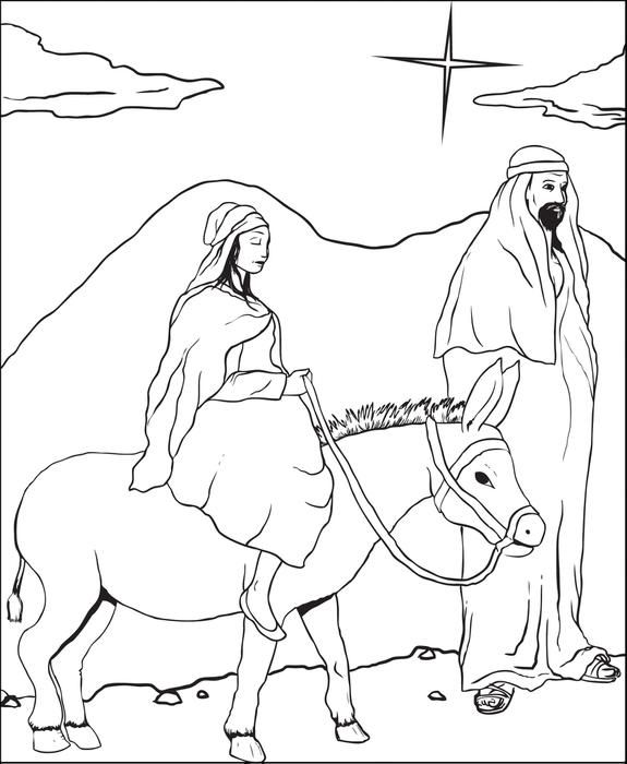 575x700 Free Printable Mary And Joseph Christmas Coloring Page For Kids