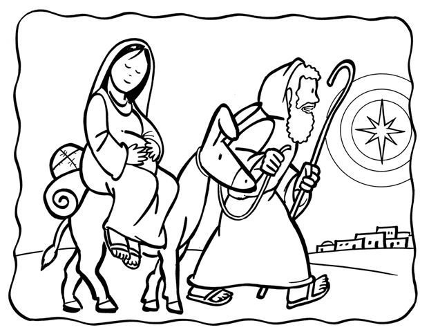 621x480 Mary And Joseph Journey To Bethlehem Coloring Page Ceci