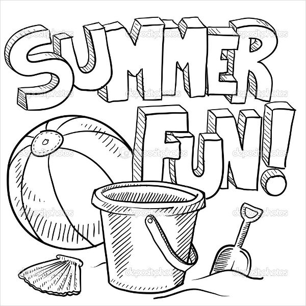 600x600 Summer Theme Coloring Pages