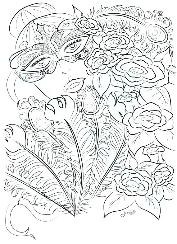 570x784 Masquerade Ball Masks Coloring Pages Peacock Coloring Book Peacock