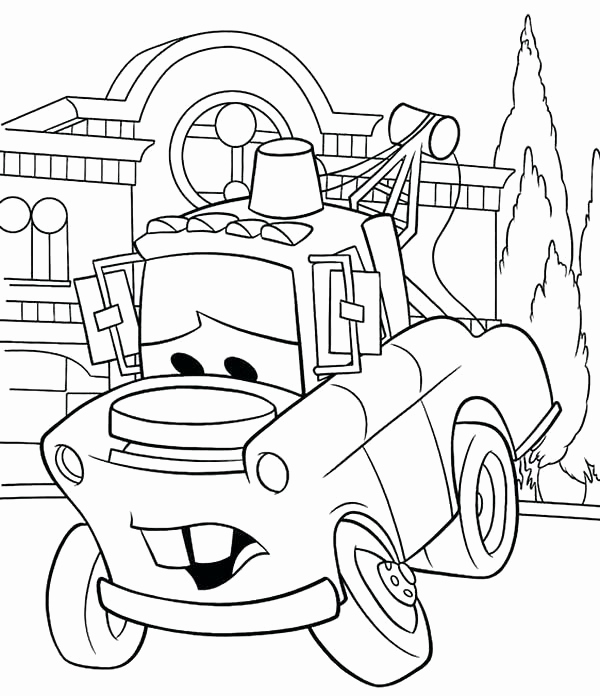 600x696 Lightning Mcqueen And Mater Coloring Pages Image Mater Coloring