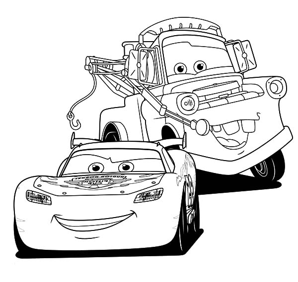 600x569 Lightning Mcqueen And Mater Coloring Page Free Printable