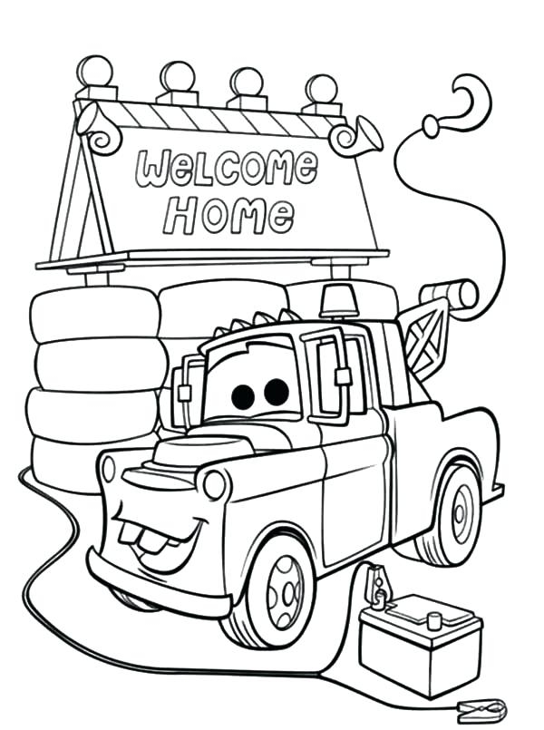 600x805 Tow Mater Coloring Pages Free Mater Coloring Page Tow Mater
