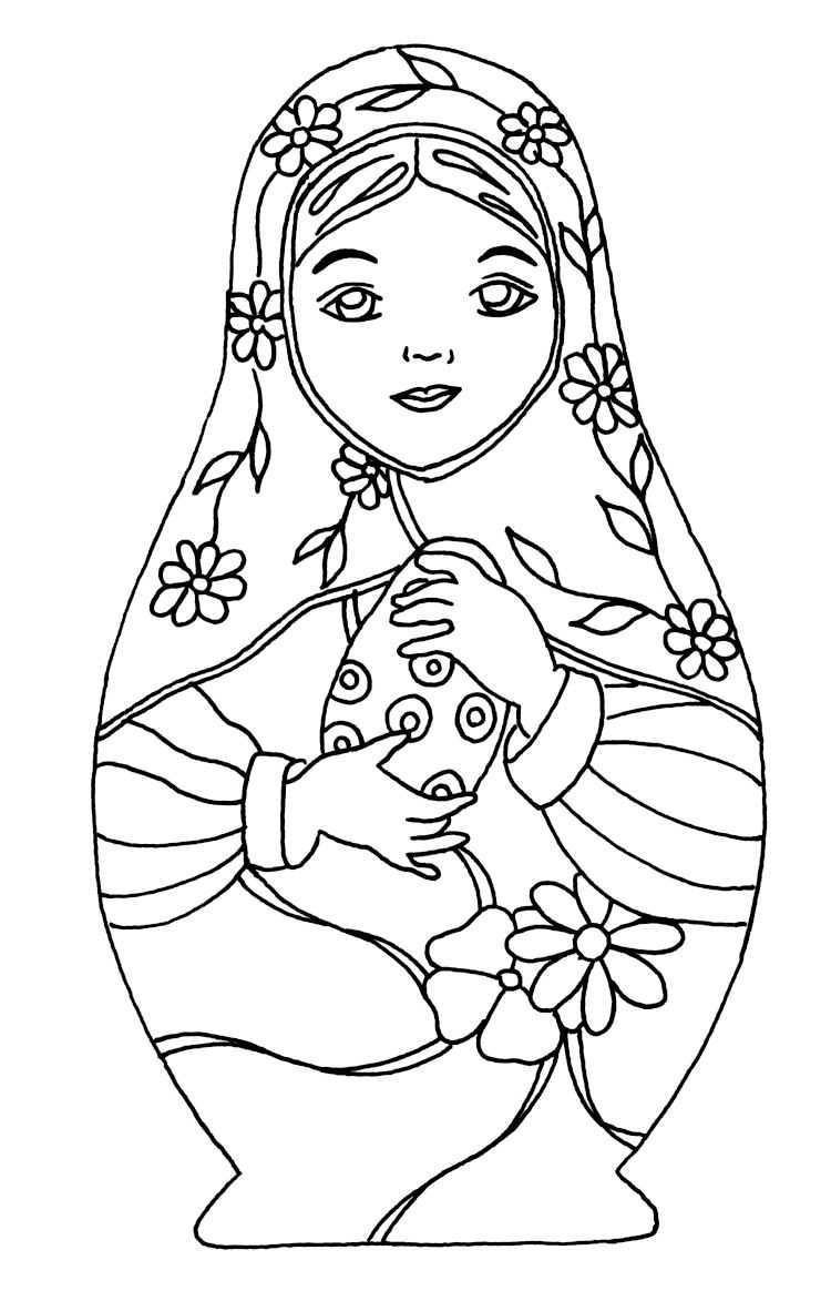 750x1173 Free Coloring Page Coloring Russian Dolls Coloring Pages