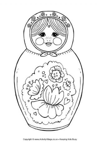 320x455 Matryoshka Coloring Page Winter Olympics Crafts For Kids