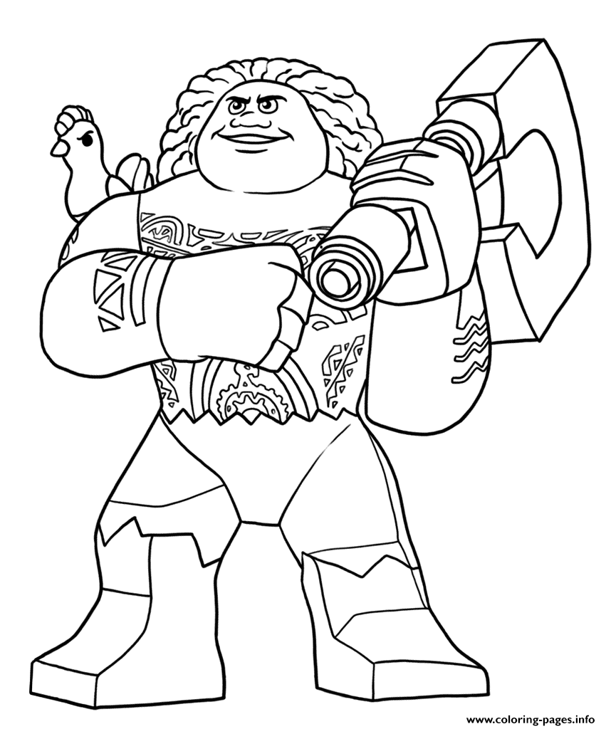851x1024 Lego Moana Disney Maui Coloring Pages Printable