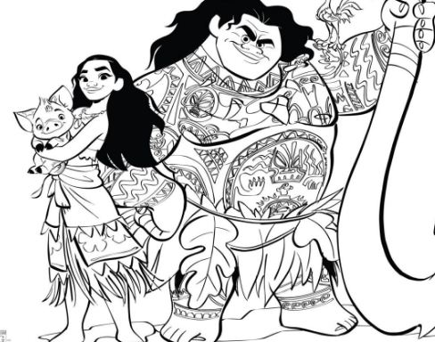 488x384 Maui From Moana Disney Coloring Page