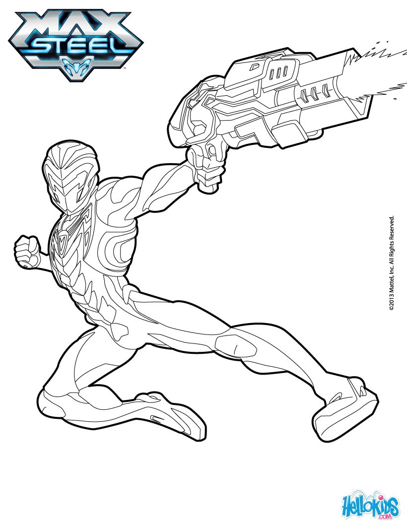 820x1060 Max Steel Holds His Gun Coloring Pages
