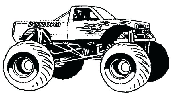 600x332 Monster Truck Coloring Pages Free Printable Real Page Wesmec Site