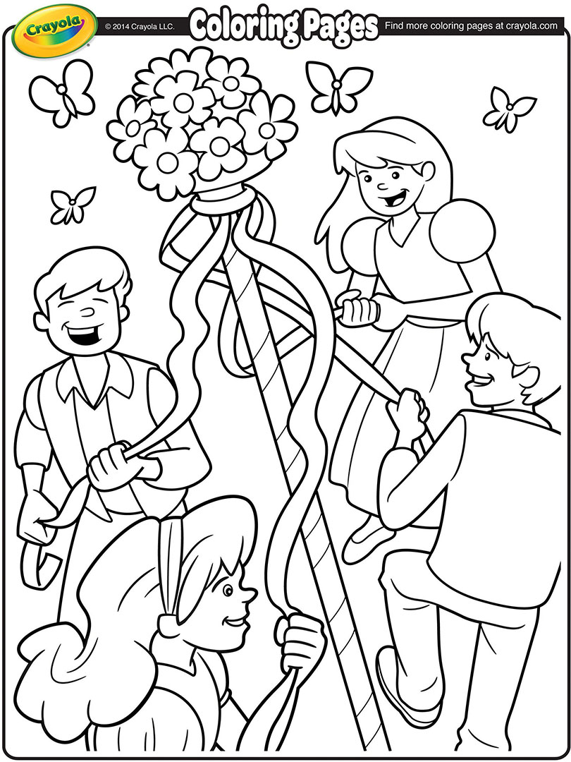 810x1080 May Day Maypole Coloring Page