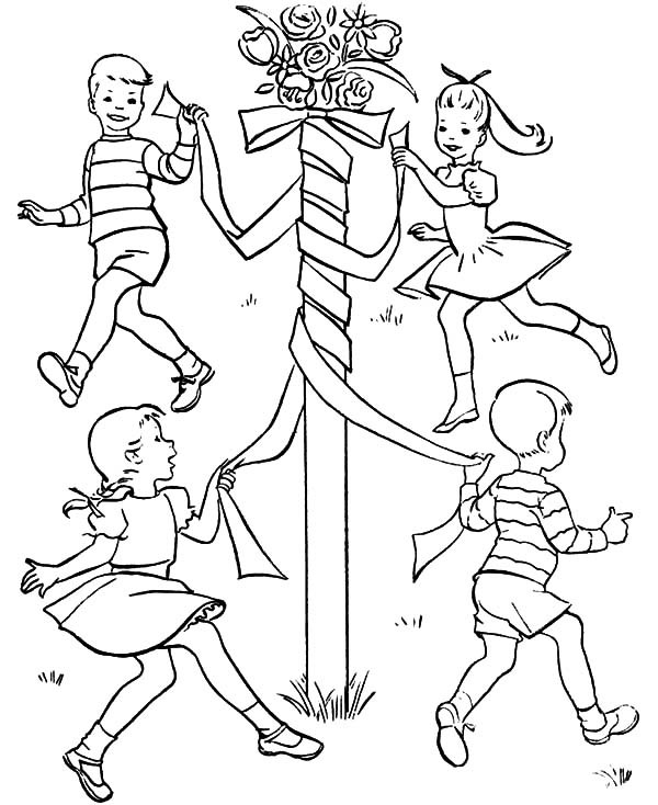 600x734 Spring Activity Maypole May Day Coloring Pages Best Place To Color