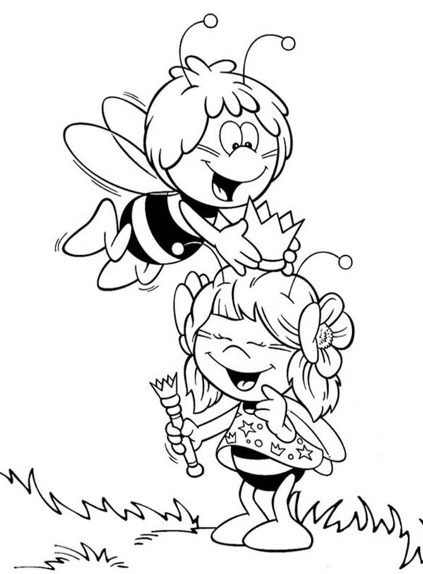600x814 Maya The Bee Put A Crown To Her Friend Head Coloring Pages Batch