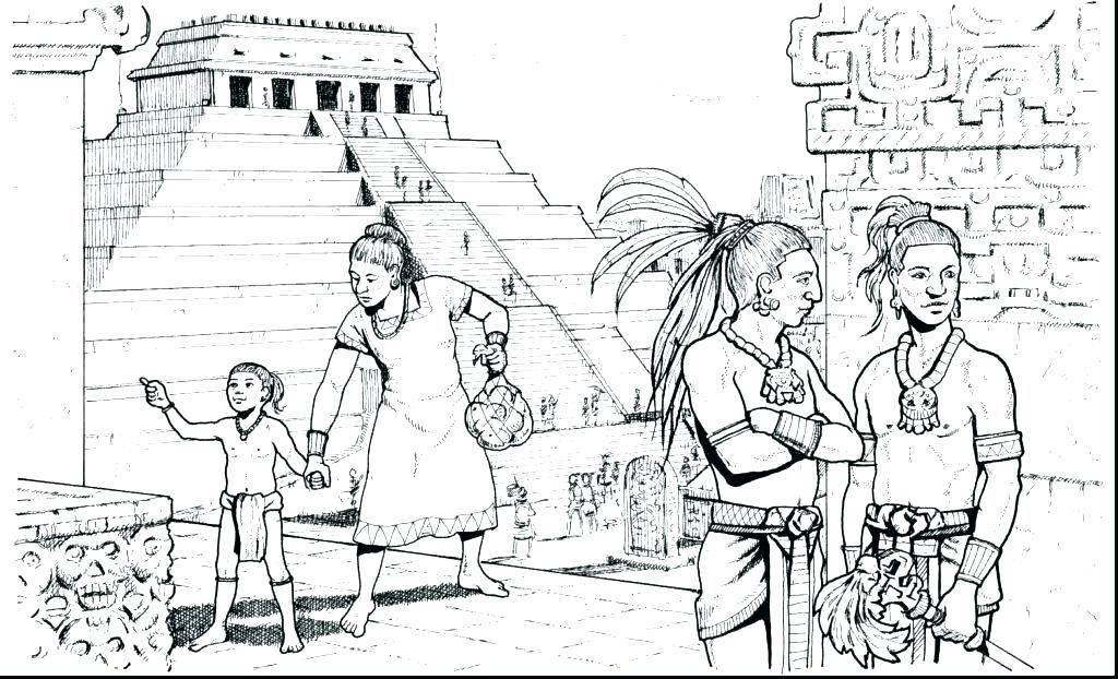 1024x622 Mayan Calendar Colouring Page Coloring Pages Mythology Gods