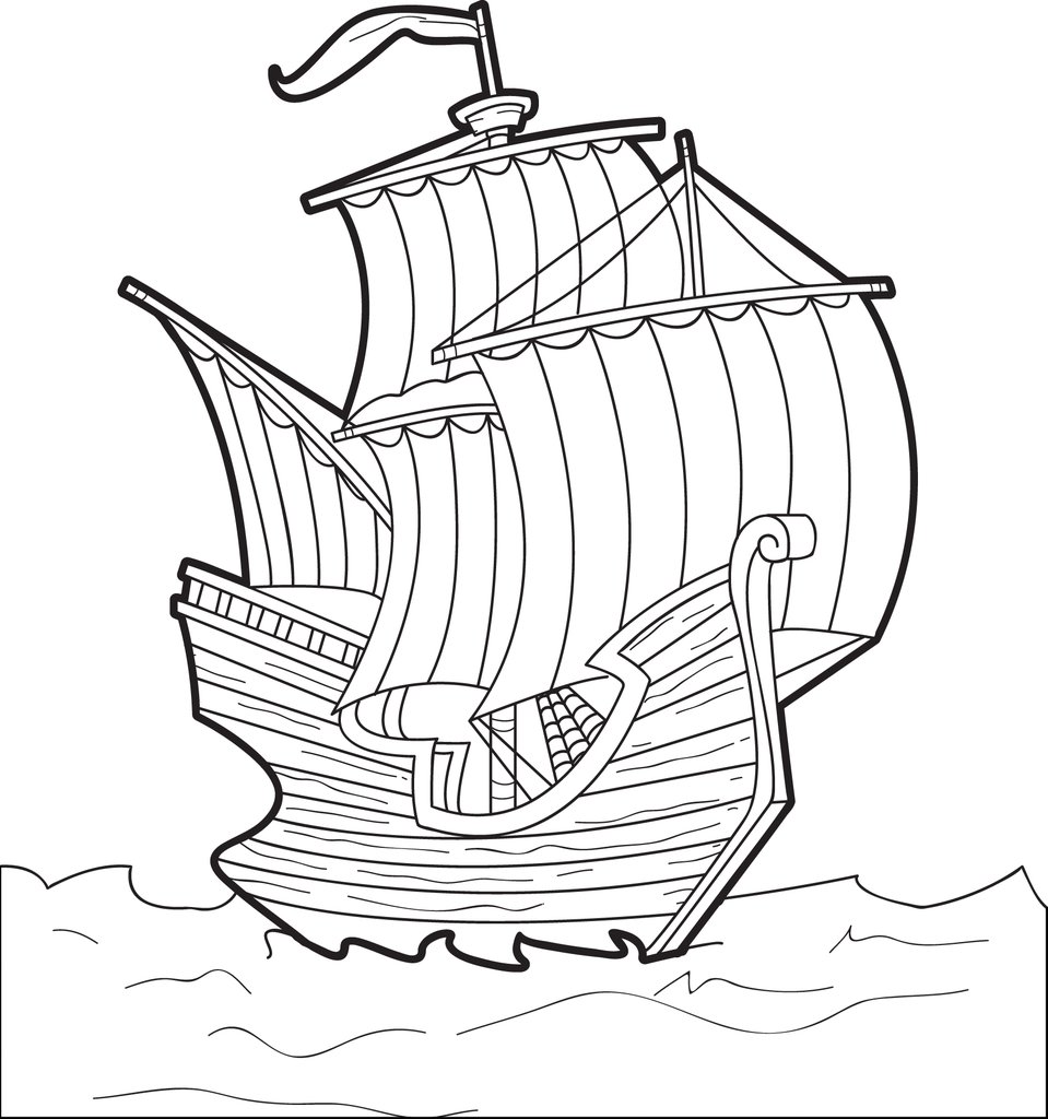 959x1024 The Mayflower Free Printable Thanksgiving Coloring Page For Kids