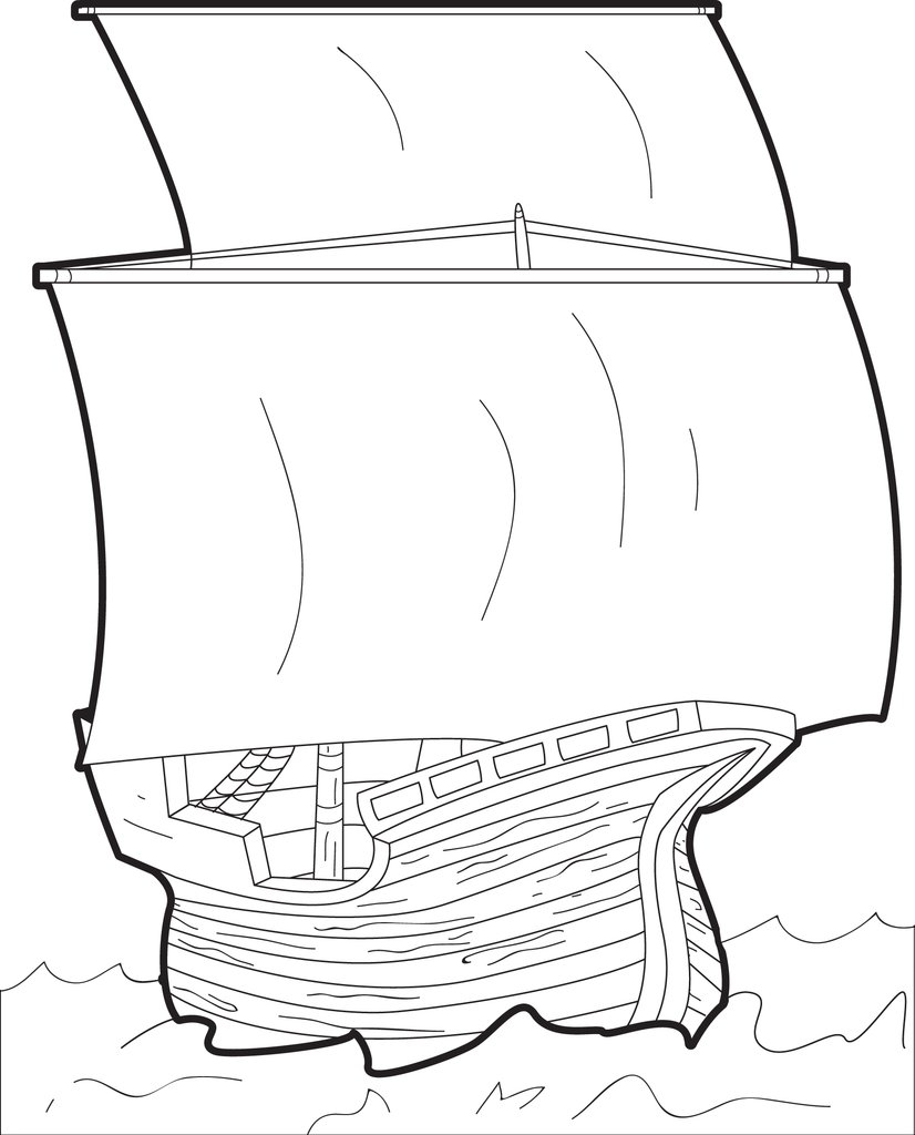 826x1024 The Mayflower Ship Coloring Page Thanksgiving Boat Throughout